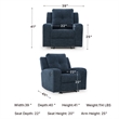 Bowery Hill Blue Recliner with Tufted Back and Pull Tab Recline