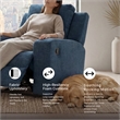 Bowery Hill Blue Recliner with Tufted Back and Pull Tab Recline