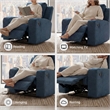Bowery Hill Blue Recliner with Tufted Back and Pull Tab Recline