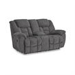 Bowery Hill Charcoal Gray Reclining Loveseat with Storage Console