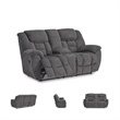 Bowery Hill Charcoal Gray Reclining Loveseat with Storage Console