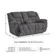 Bowery Hill Charcoal Gray Reclining Loveseat with Storage Console