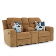 Bowery Hill Brown Reclining Loveseat with Console and Track Arms