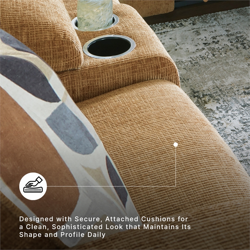 Bowery Hill Brown Reclining Loveseat with Console and Track Arms