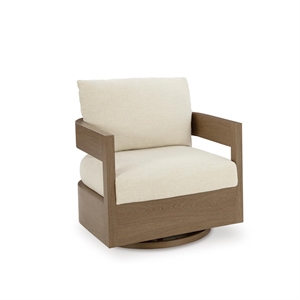 Bowery Hill Brown Outdoor Swivel Glider Chair with Nuvella Cushions