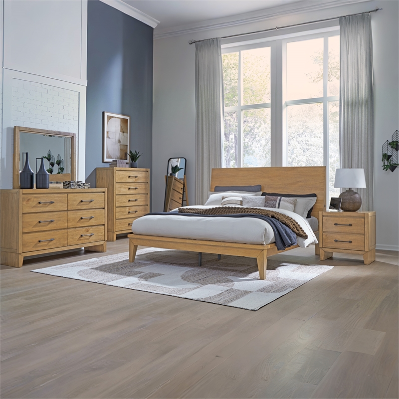 Bowery Hill Light Brown 5-Drawer Chest with Darkened Bronze Pulls