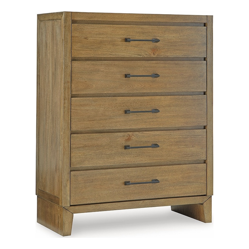 Bowery Hill Light Brown 5-Drawer Chest with Darkened Bronze Pulls