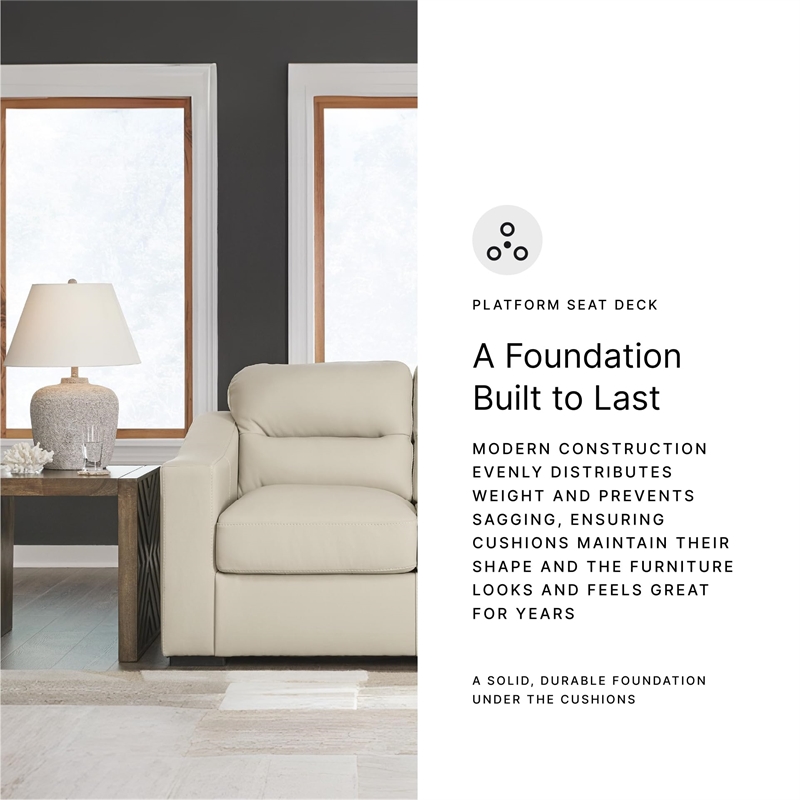 Bowery Hill Almond Leather Loveseat with Low-Profile Accent Legs