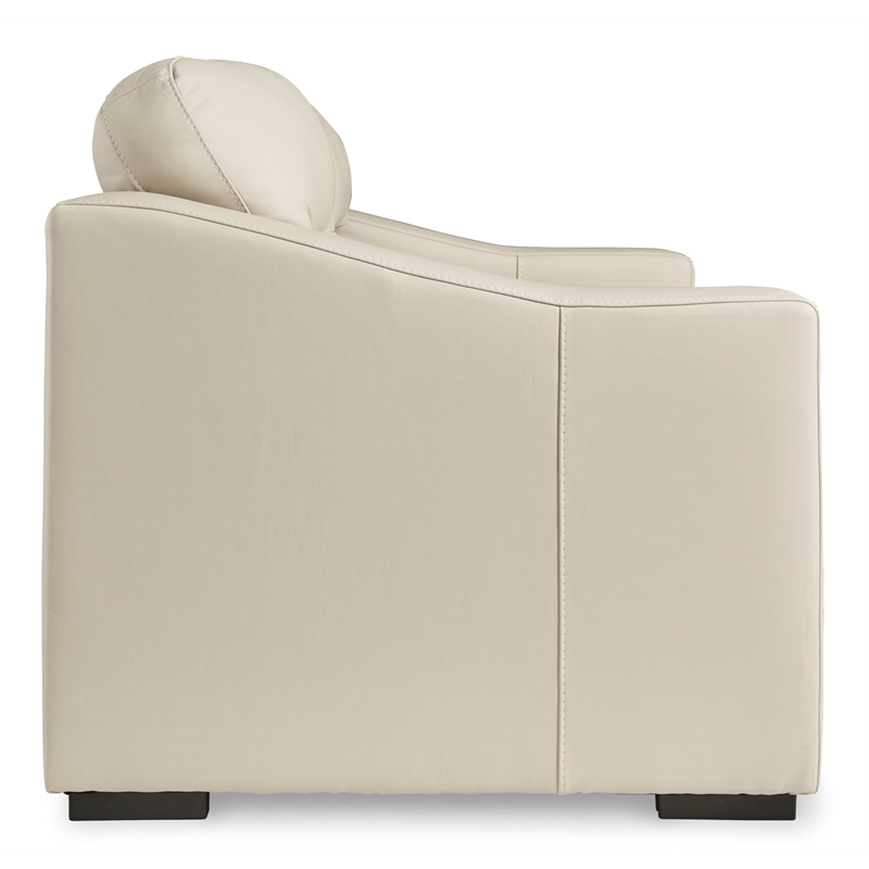 Bowery Hill Almond Leather Loveseat with Low-Profile Accent Legs