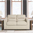 Bowery Hill Almond Leather Loveseat with Low-Profile Accent Legs
