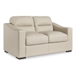 Bowery Hill Almond Leather Loveseat with Low-Profile Accent Legs