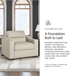 Bowery Hill Almond Leather Oversized Chair with Refined Lines