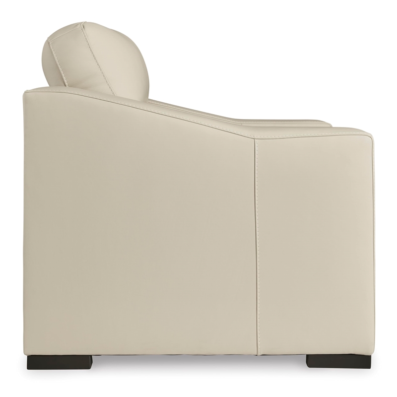 Bowery Hill Almond Leather Oversized Chair with Refined Lines