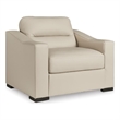 Bowery Hill Almond Leather Oversized Chair with Refined Lines
