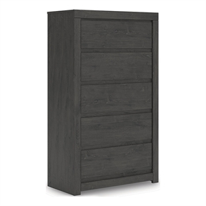 Bowery Hill Black 5-Drawer Chest with Sleek Hardware-Less Design
