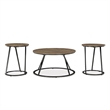 Bowery Hill Brown 3-Piece Round Table Set with Black Metal Frames