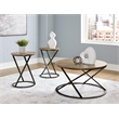 Bowery Hill Brown 3-Piece Round Table Set with Black Metal Frames
