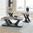 Bowery Hill Black 3-Piece Table Set with Faux White Marble Tops