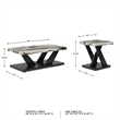 Bowery Hill Black 3-Piece Table Set with Faux White Marble Tops