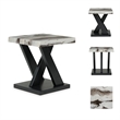 Bowery Hill Black 3-Piece Table Set with Faux White Marble Tops