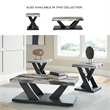 Bowery Hill Black 3-Piece Table Set with Faux White Marble Tops