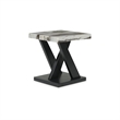 Bowery Hill Black 3-Piece Table Set with Faux White Marble Tops