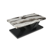 Bowery Hill Black 3-Piece Table Set with Faux White Marble Tops