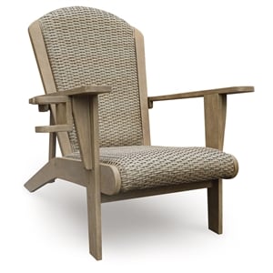 Bowery Hill Beige Resin Wicker Adirondack Chair with Padded Seat