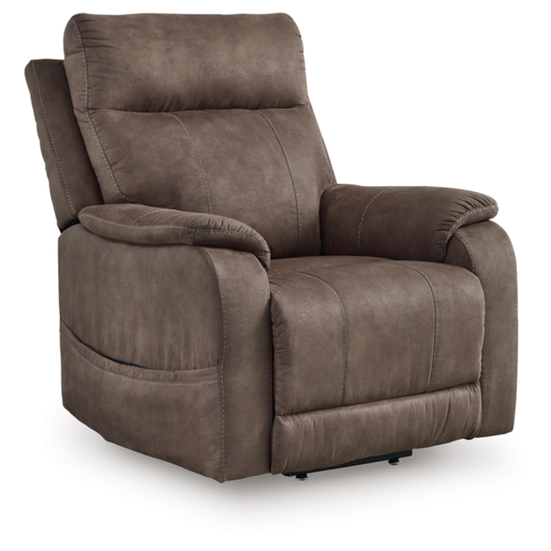 Bowery Hill Brown Faux Leather Power Lift Recliner with Massage