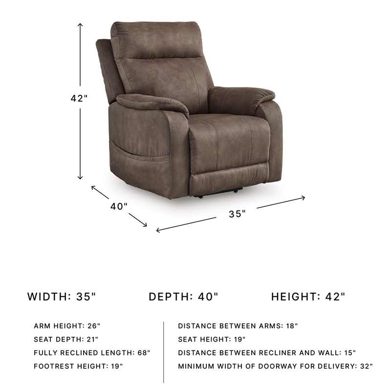 Bowery Hill Brown Faux Leather Power Lift Recliner with Massage