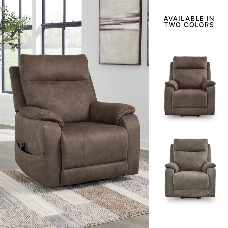 Bowery Hill Brown Faux Leather Power Lift Recliner with Massage