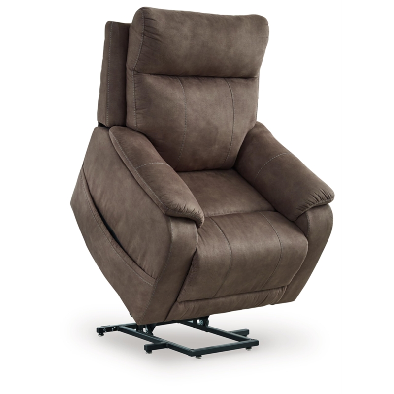 Bowery Hill Brown Faux Leather Power Lift Recliner with Massage