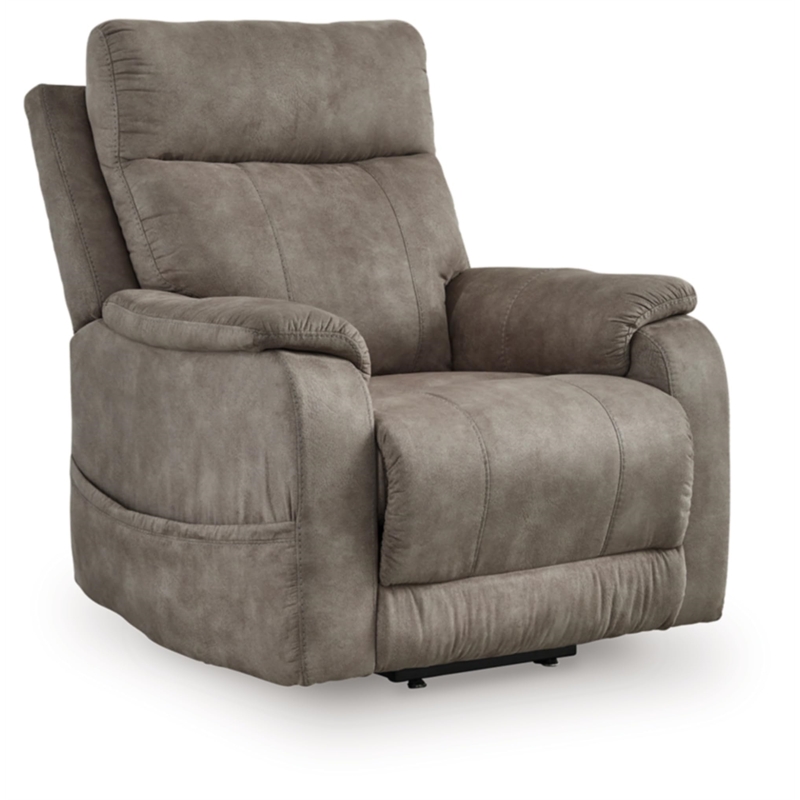 Bowery Hill Gray Faux Leather Power Lift Recliner with Massage