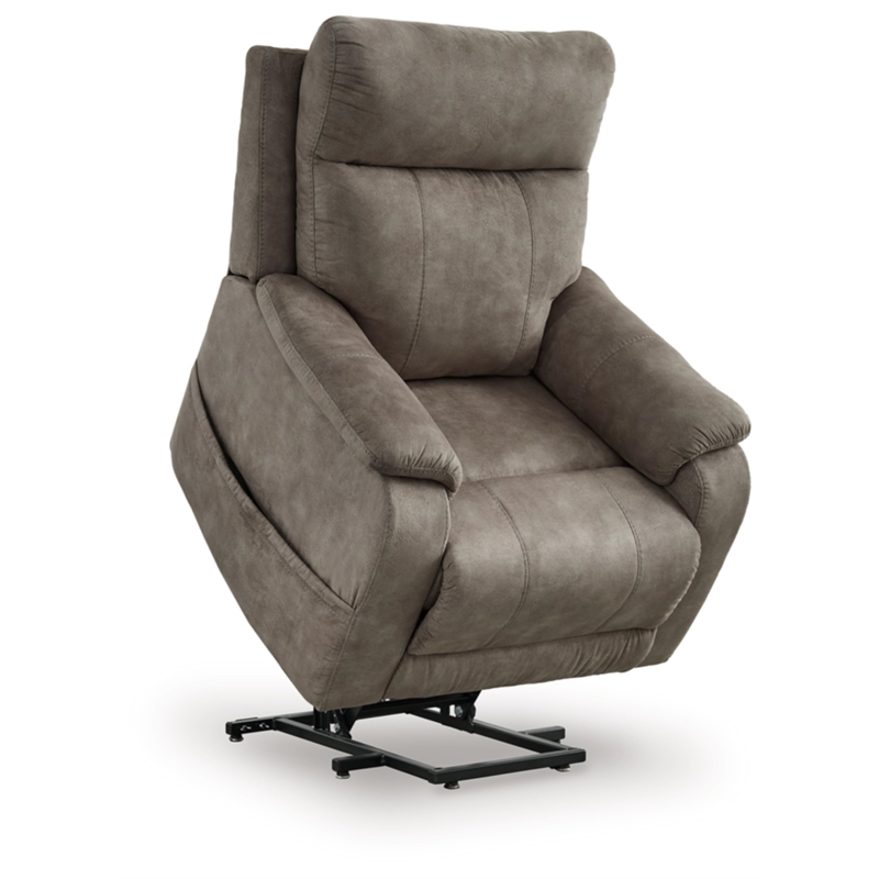 Bowery Hill Gray Faux Leather Power Lift Recliner with Massage