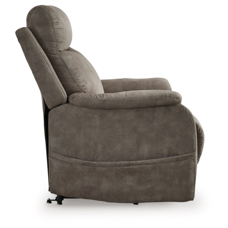 Bowery Hill Gray Faux Leather Power Lift Recliner with Massage