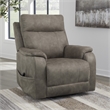 Bowery Hill Gray Faux Leather Power Lift Recliner with Massage