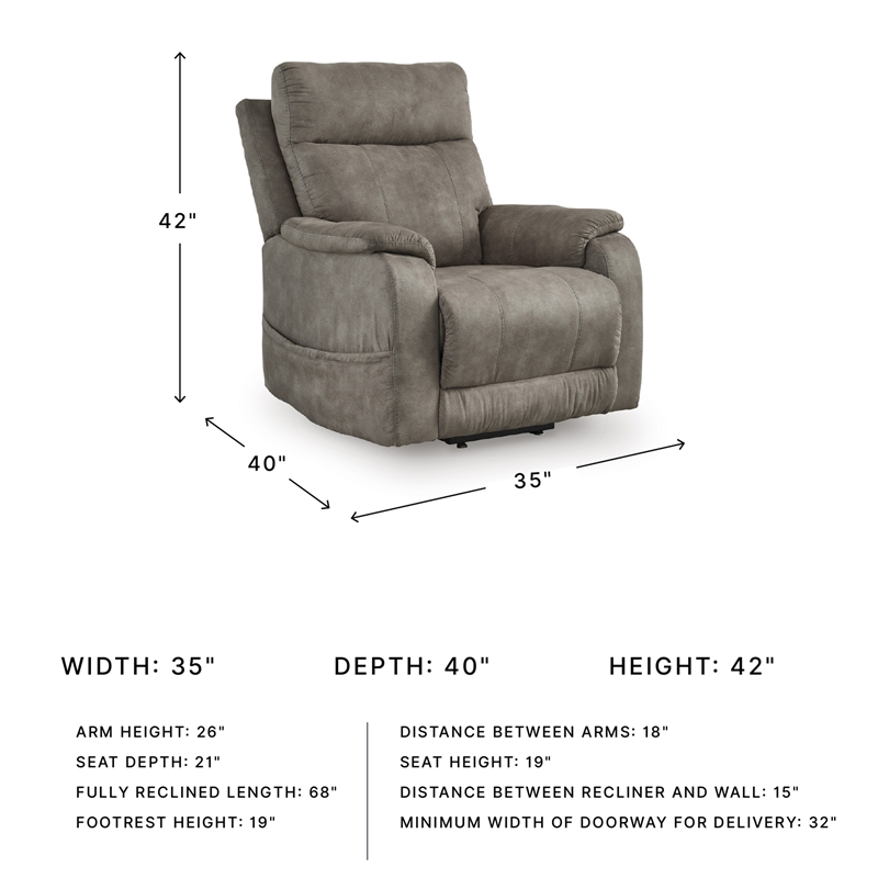 Bowery Hill Gray Faux Leather Power Lift Recliner with Massage