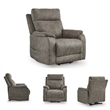 Bowery Hill Gray Faux Leather Power Lift Recliner with Massage