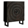 Bowery Hill Black Accent Cabinet with Carved Sunburst Door Pattern