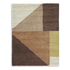 Bowery Hill Orange 8' x 10' Geometric Shag Area Rug with 30mm Pile