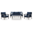 Bowery Hill Blue 4-Piece Outdoor Patio Set with Sofa Chairs and Table