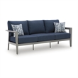 Bowery Hill Blue 4-Piece Outdoor Patio Set with Sofa Chairs and Table