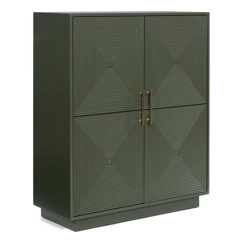 Bowery Hill Dark Green Accent Cabinet with Patterned Door Fronts