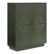 Bowery Hill Dark Green Accent Cabinet with Patterned Door Fronts