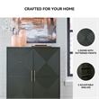Bowery Hill Dark Green Accent Cabinet with Patterned Door Fronts