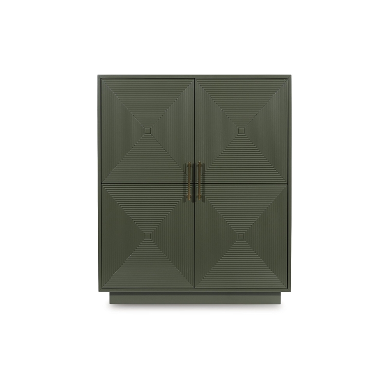 Bowery Hill Dark Green Accent Cabinet with Patterned Door Fronts