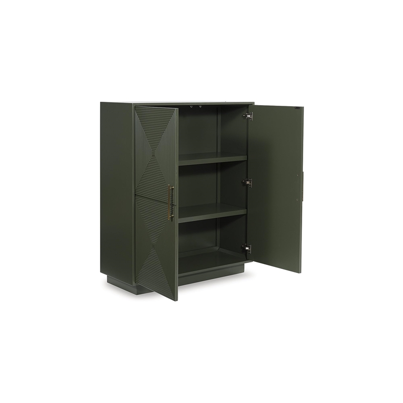 Bowery Hill Dark Green Accent Cabinet with Patterned Door Fronts