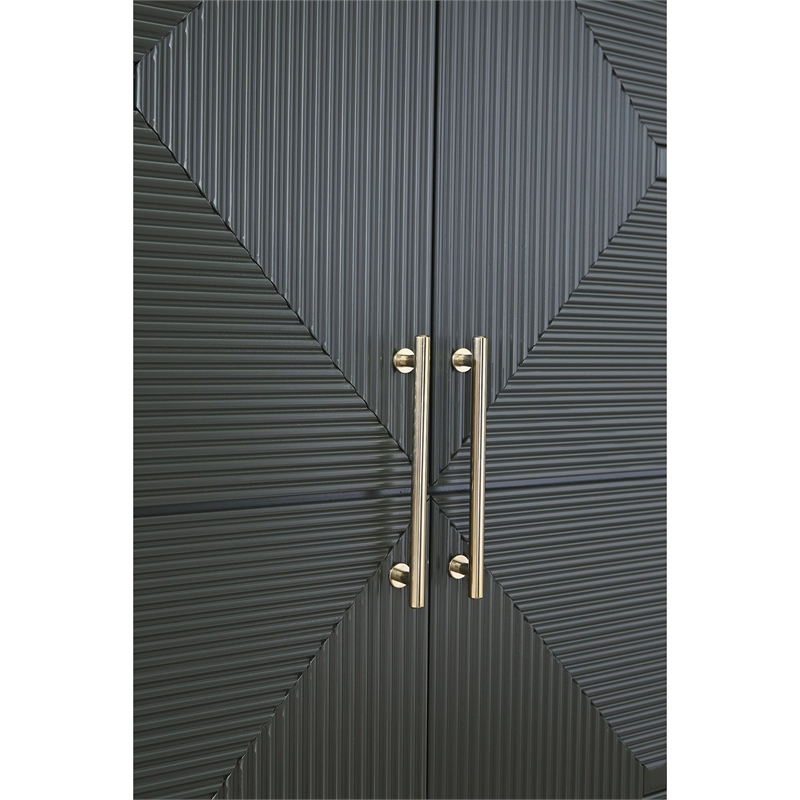 Bowery Hill Dark Green Accent Cabinet with Patterned Door Fronts