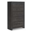 Bowery Hill Dark Gray 5-Drawer Chest with Large Dark-Colored Handles