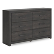 Bowery Hill Dark Gray 6-Drawer Dresser with Large Dark-Colored Handles